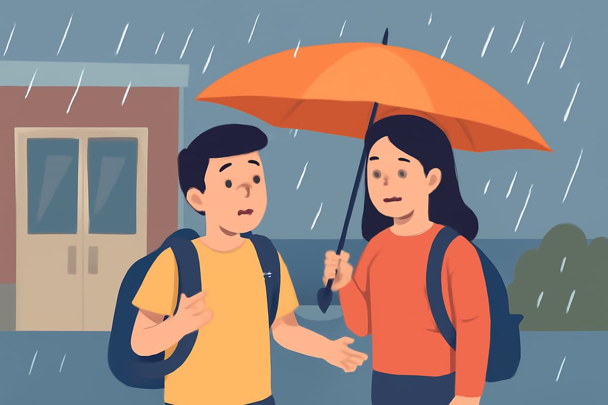 Sharing an Umbrella in the Rain