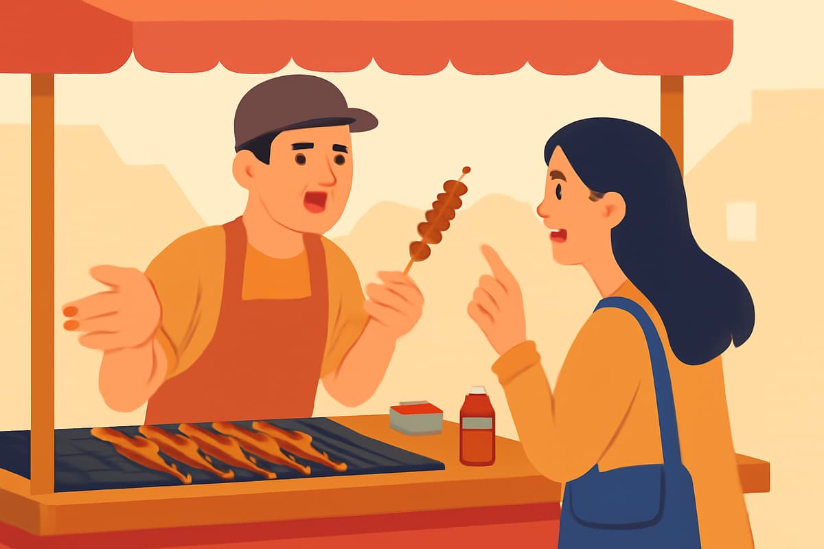 Bargaining for Skewers at a Street Stall