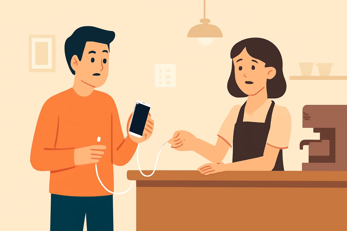 Charging a Phone at the Cafe