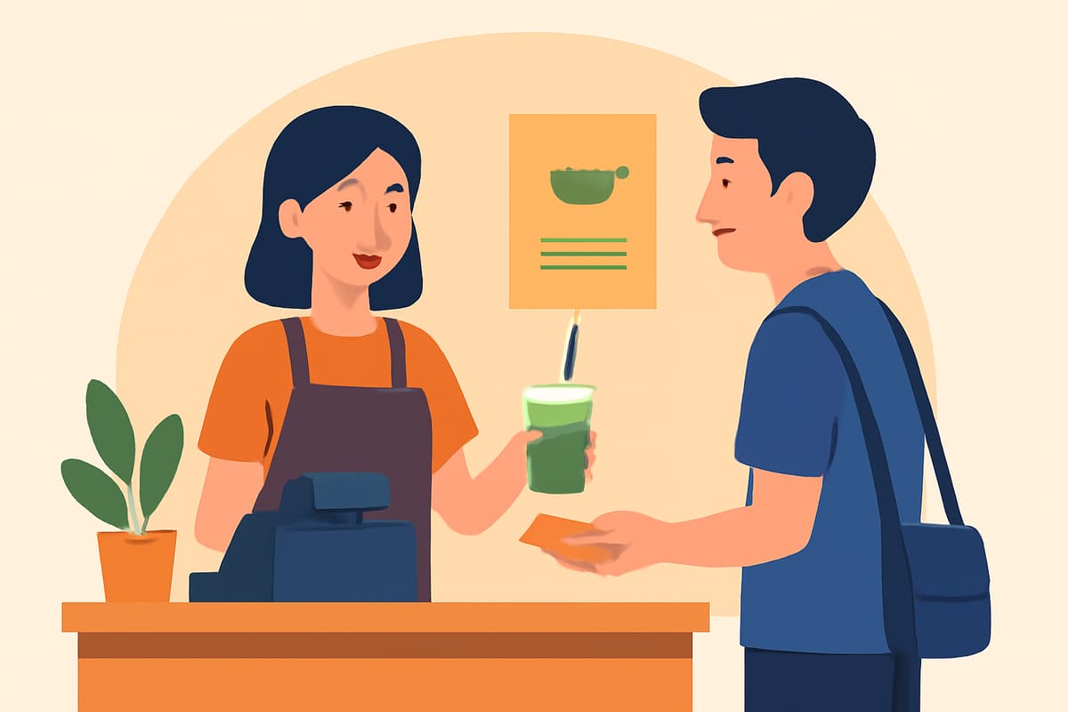 Ordering Green Tea at a Cafe