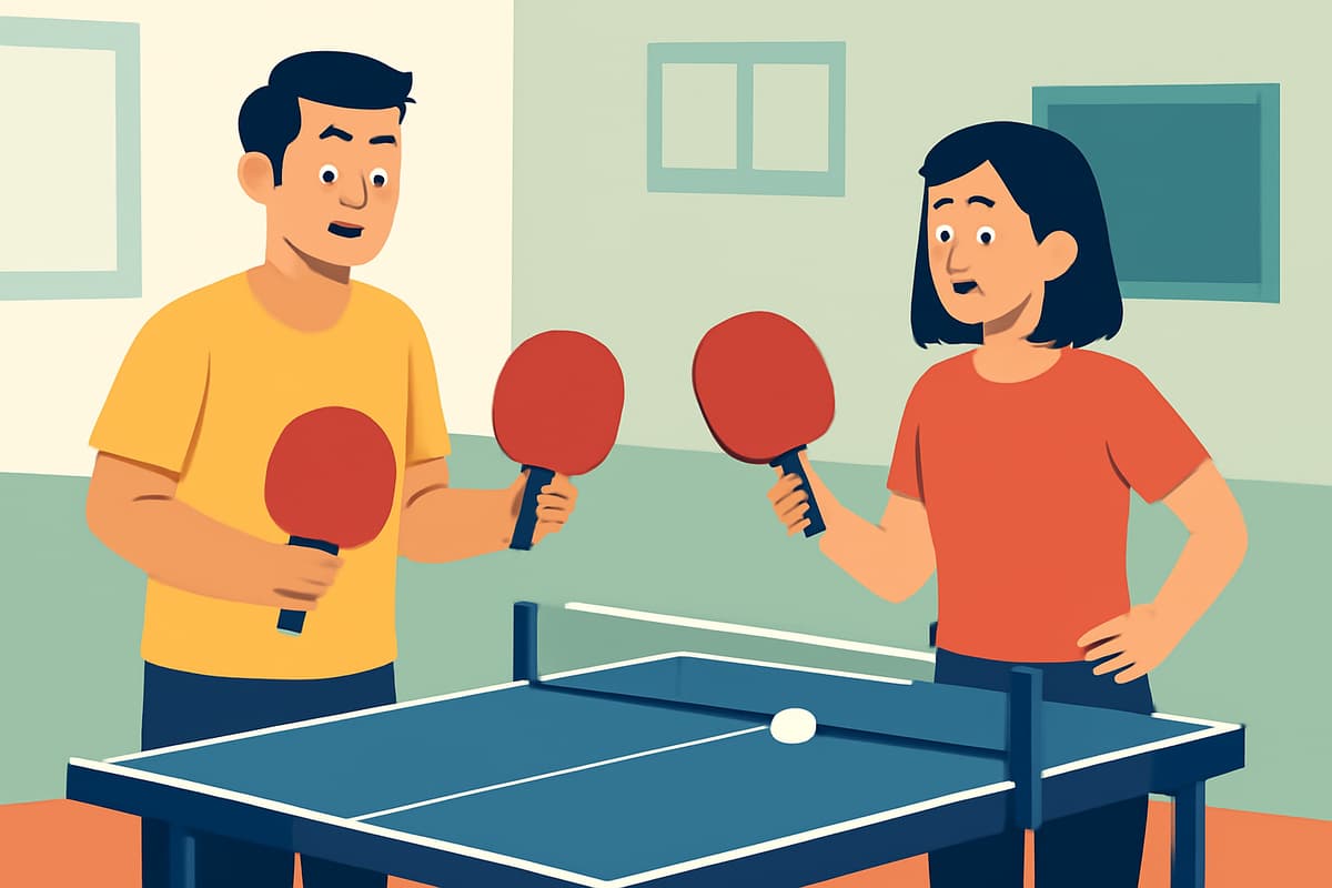 Practicing Table Tennis Together