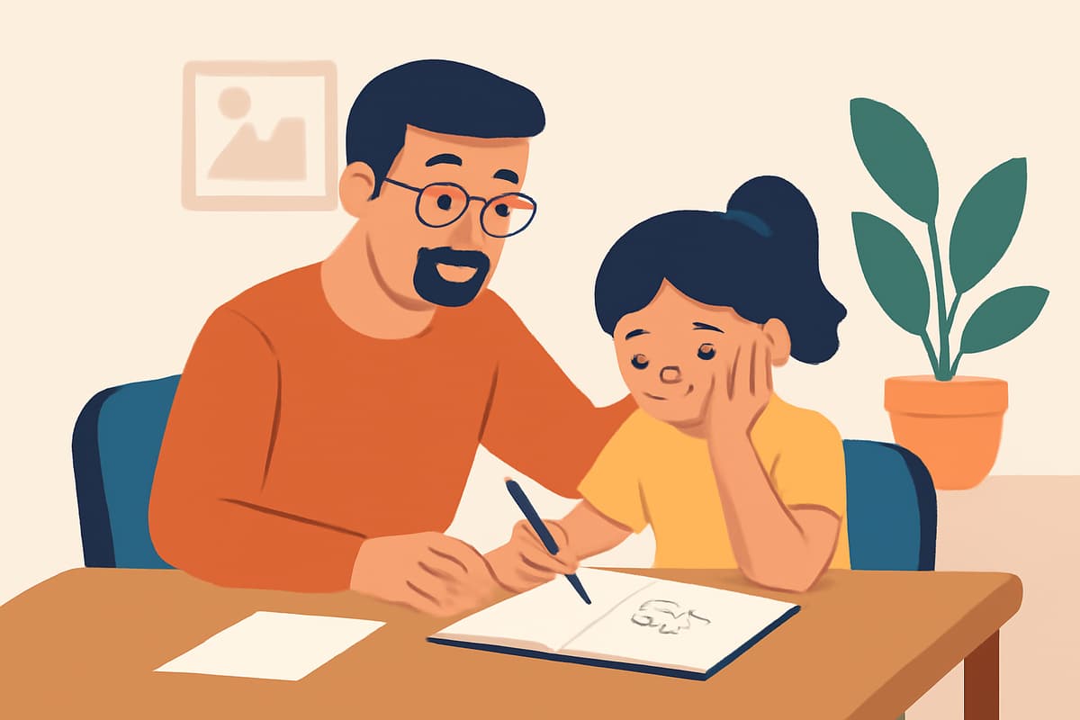 Doing Math Homework with Dad