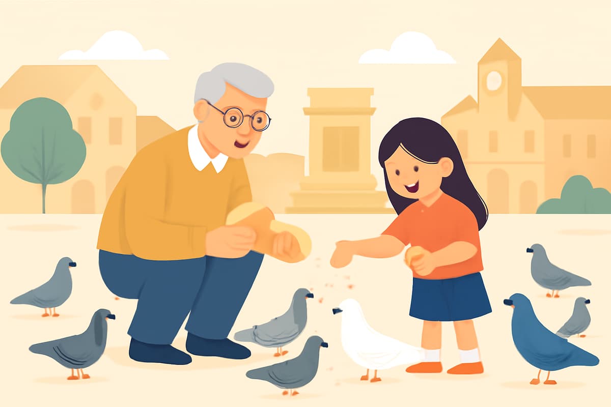 Feeding Pigeons in the Square